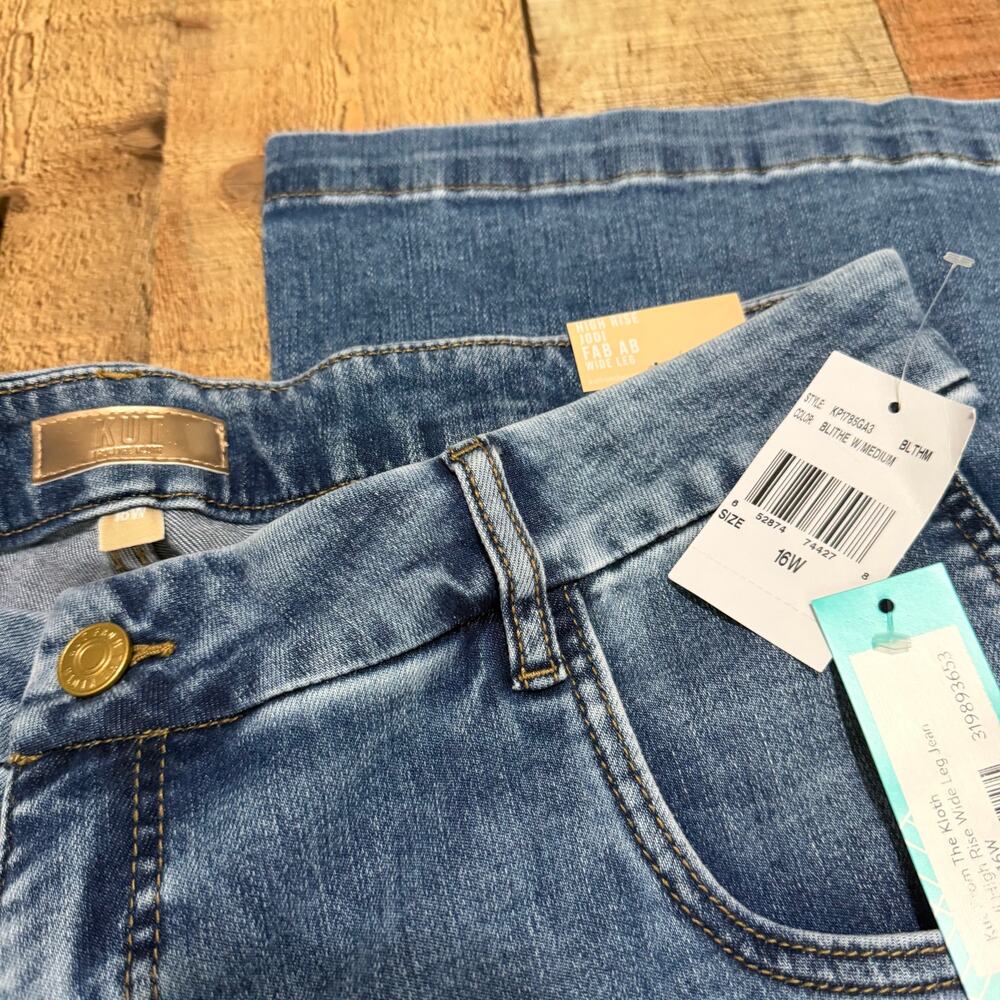 Kut From The Kloth NEW Women's Fab Ab Wide Leg High Rise Jodi Jeans Sz 16W Cargo - Picture 3 of 6